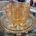 Vintage Jeanette Glass Company Louisa Floragold Pitcher With Tray & 8 Glasses