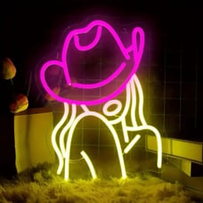 Pink LED Cowgirl Neon Sign