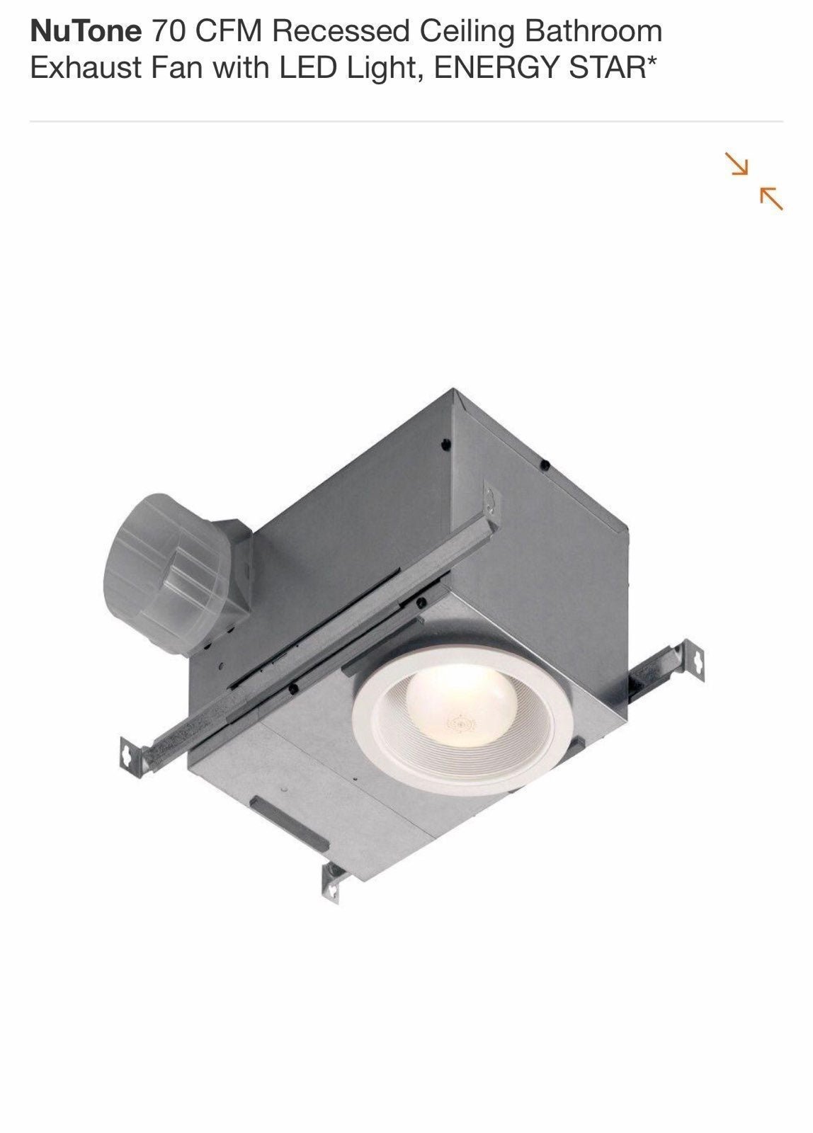 Nutone Flush Bathroom Ceiling fan new