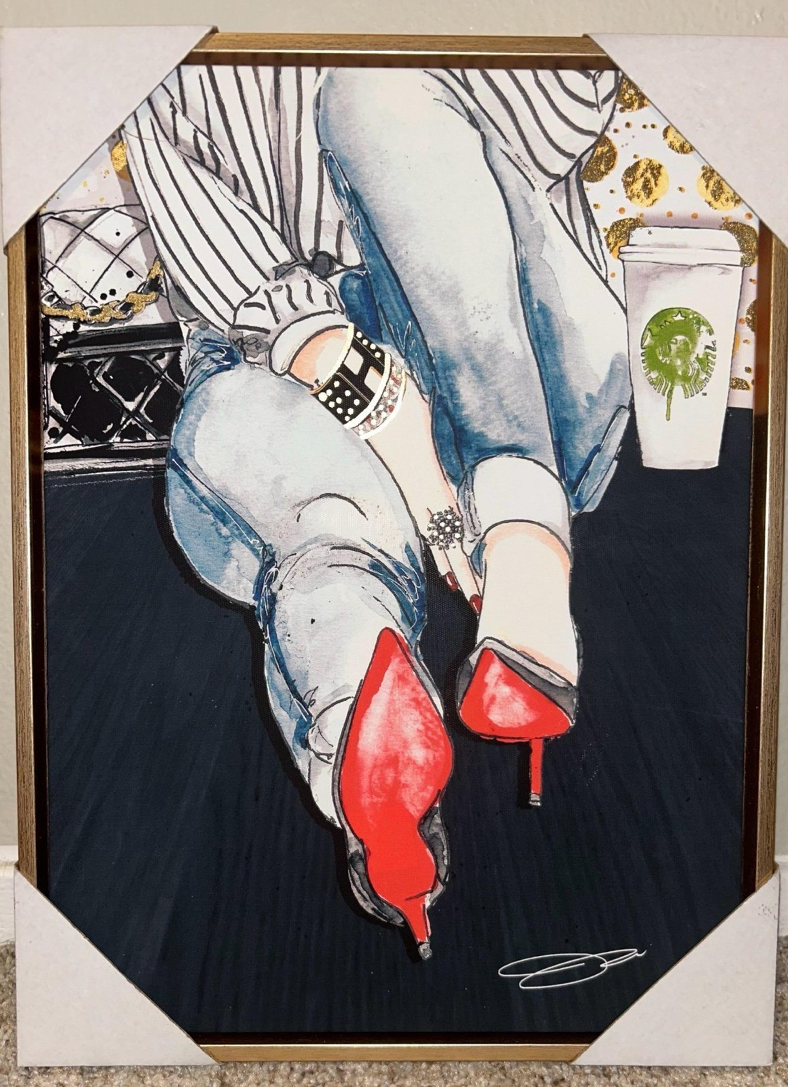 Designer Red Bottoms & Starbucks Canvas