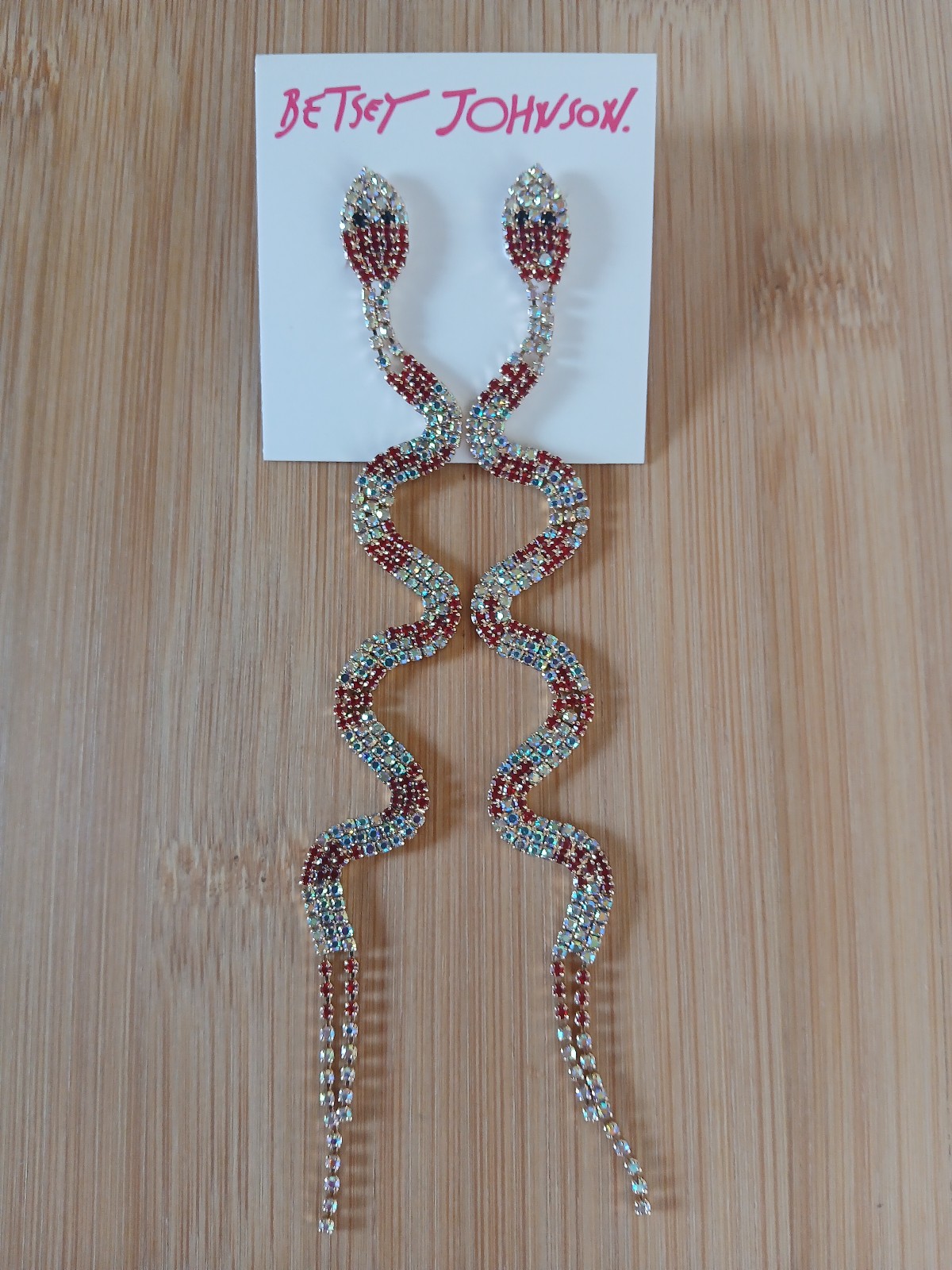 Betsey Johnson Rhinestone Snake Earrings