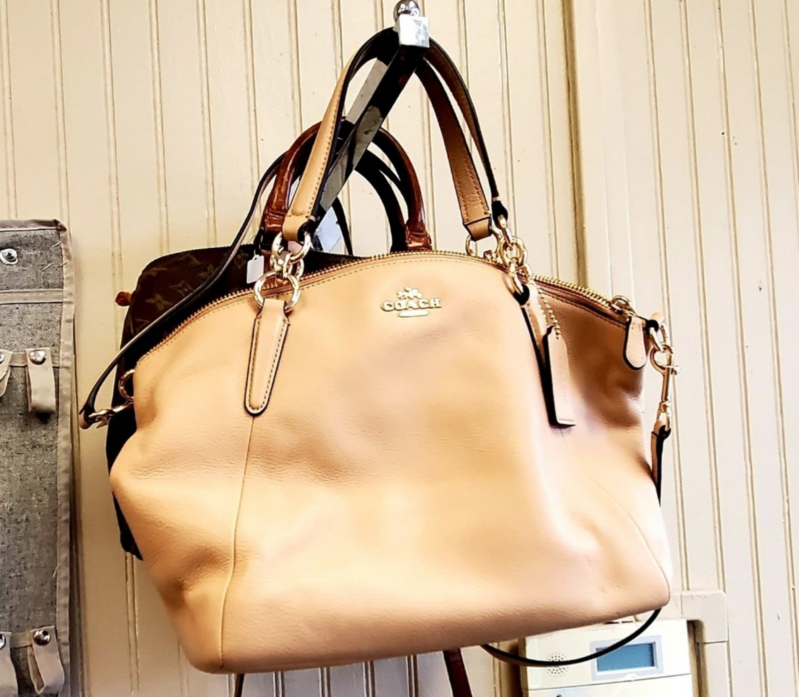 Coach Beige Smooth Leather Satchel