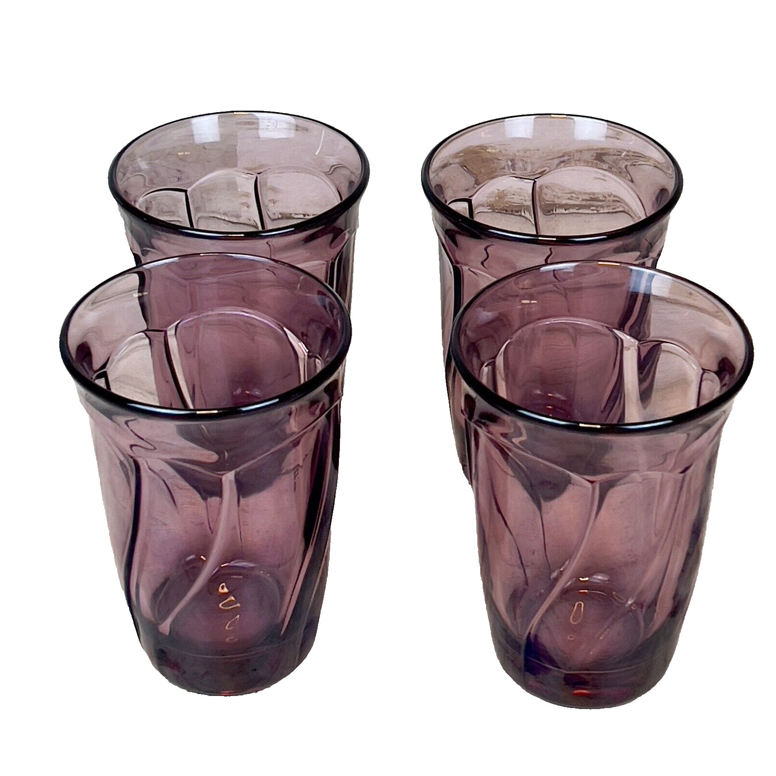 4 Noritake Sweet Swirl Purple/Cranberry Highball Tumbler Glass 16 Oz Vintage