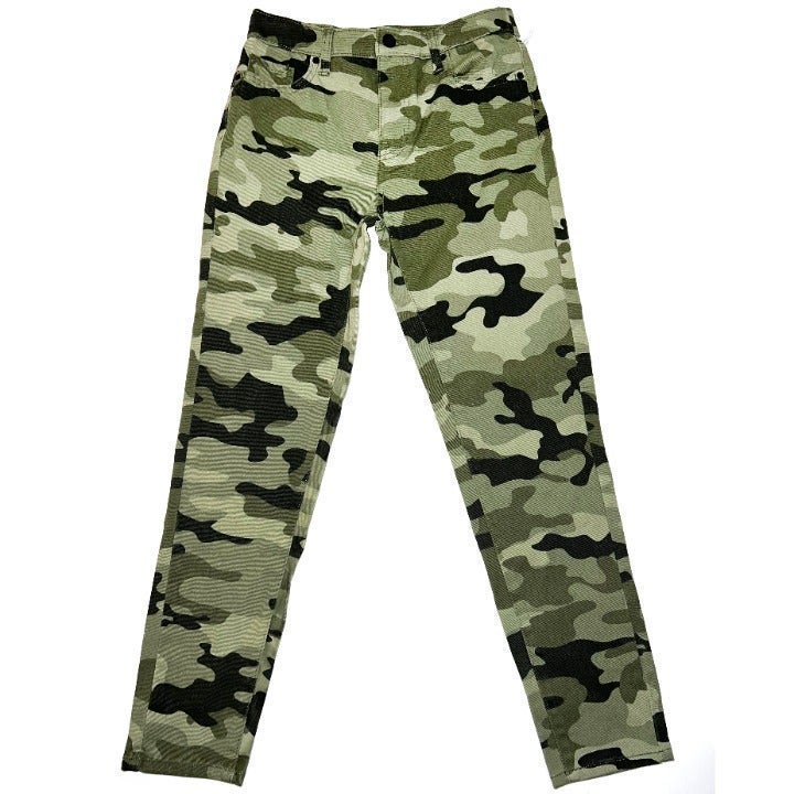 NWT Nili Lotan Size 0 Women's Green Camouflage Crop 27 Inseam Denim Pants