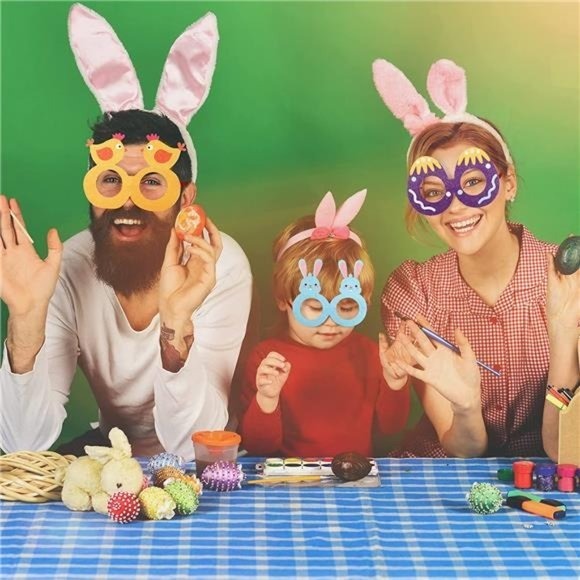 24 Pcs Easter Glasses Frames Bunny Ears Chick Eggs Glasses Felt Party Favors
