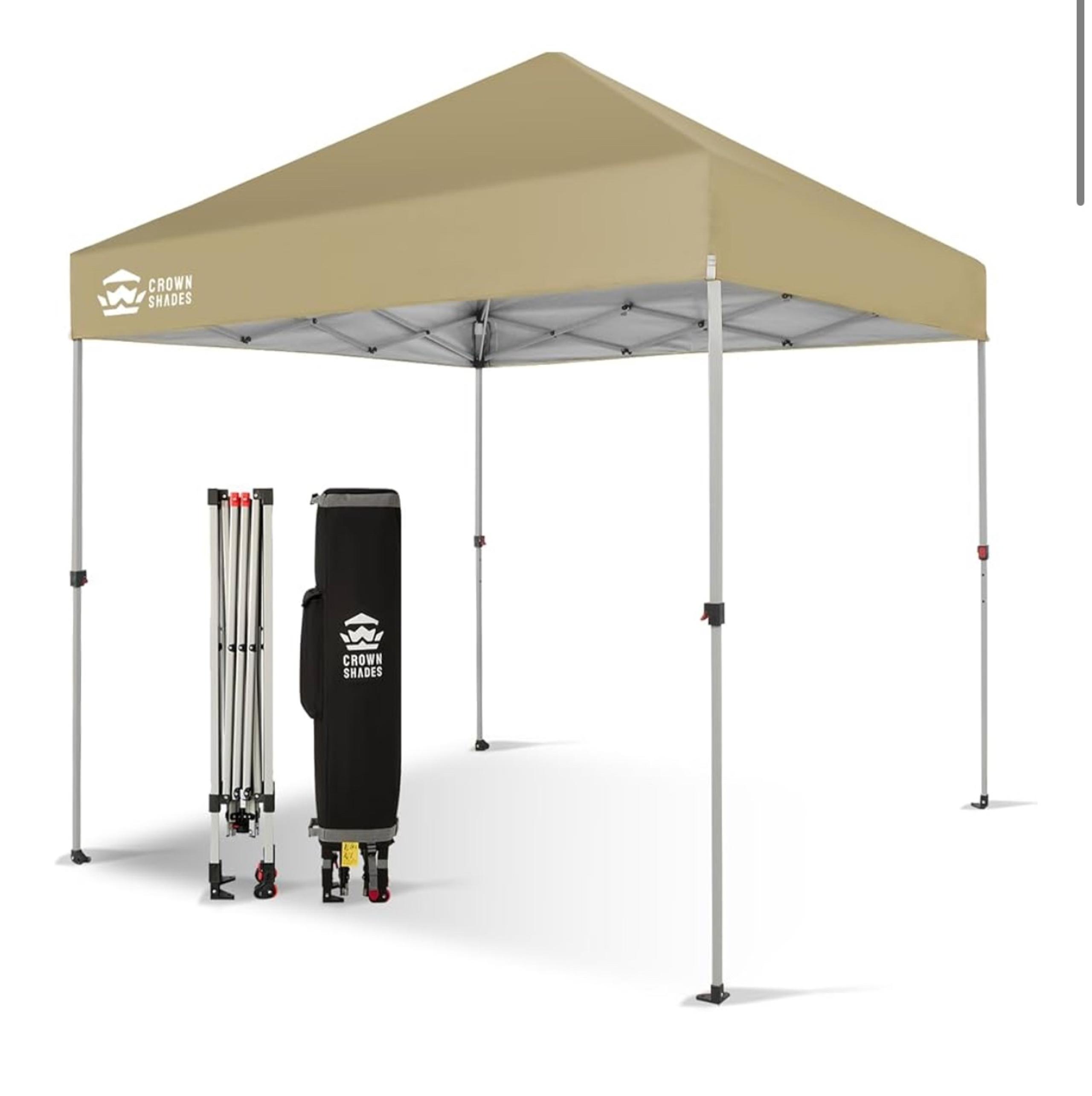 CROWN SHADES 8x8 Pop Up Canopy - Beach Tent with One Push Setup - Easy Outdoor S