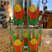 Mid century /Vintage HighBall Tropical Flower Cocktail Libbey Glass Set/7
