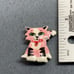 Handpainted Cat Pin Brooch Barbie Vintage Retro Pink Green Eyes Black White Red