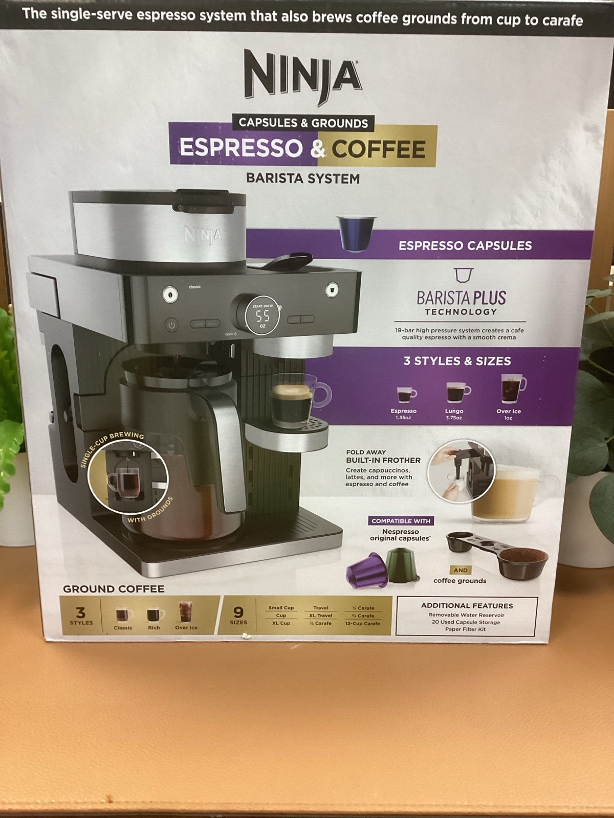 Ninja Capsules & Grounds Espresso & Coffee Barista System with Barista Plus Tech
