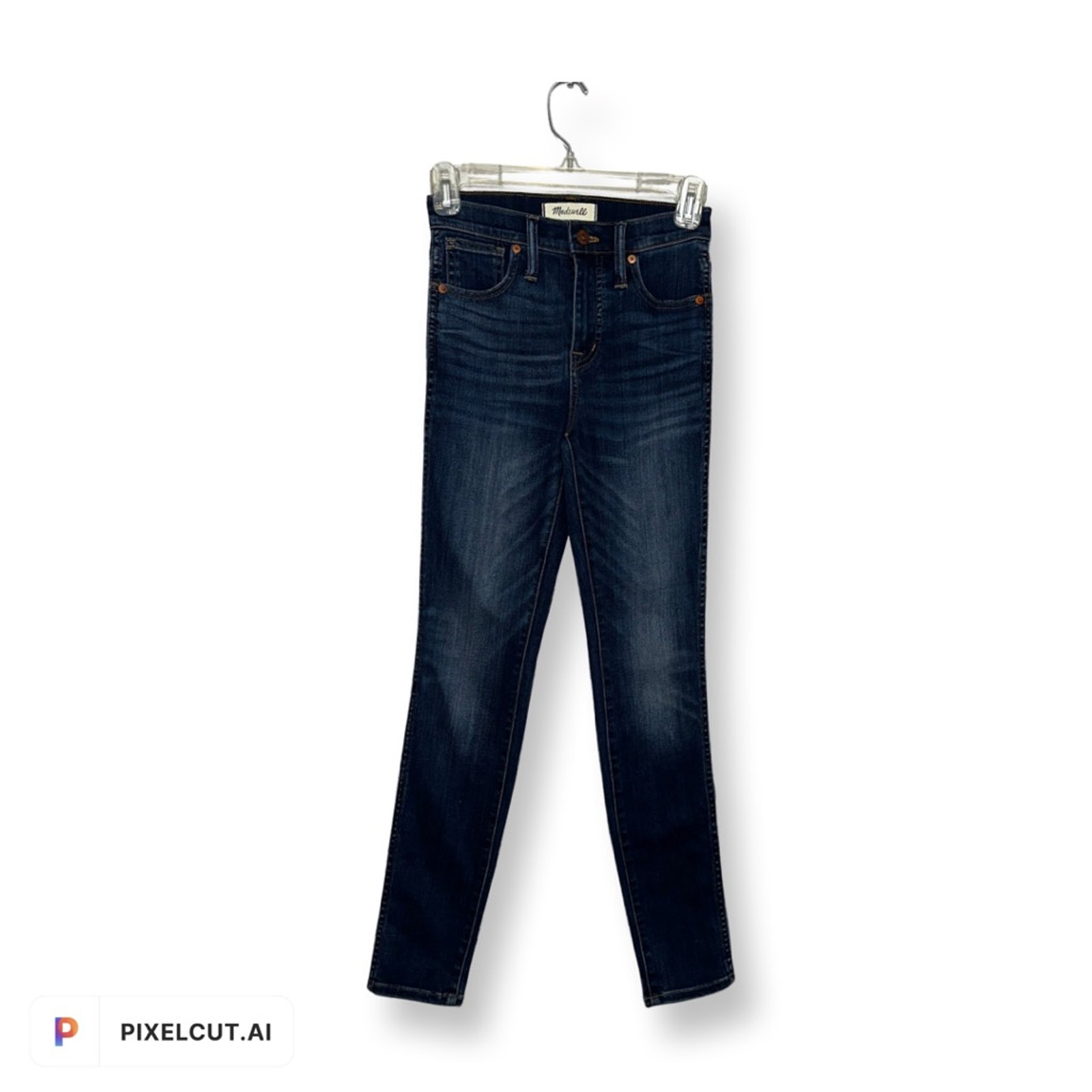 Madewell Womens 10 High Rise Skinny Jeans Blue Stretch Whiskered Denim 23 New