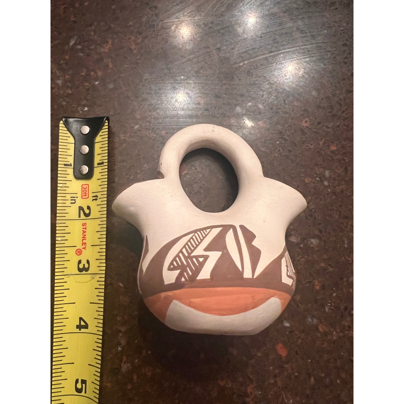 Vintage Miniature Wedding Vase by Stella Teller of Isleta Pueblo New Mexico - detail