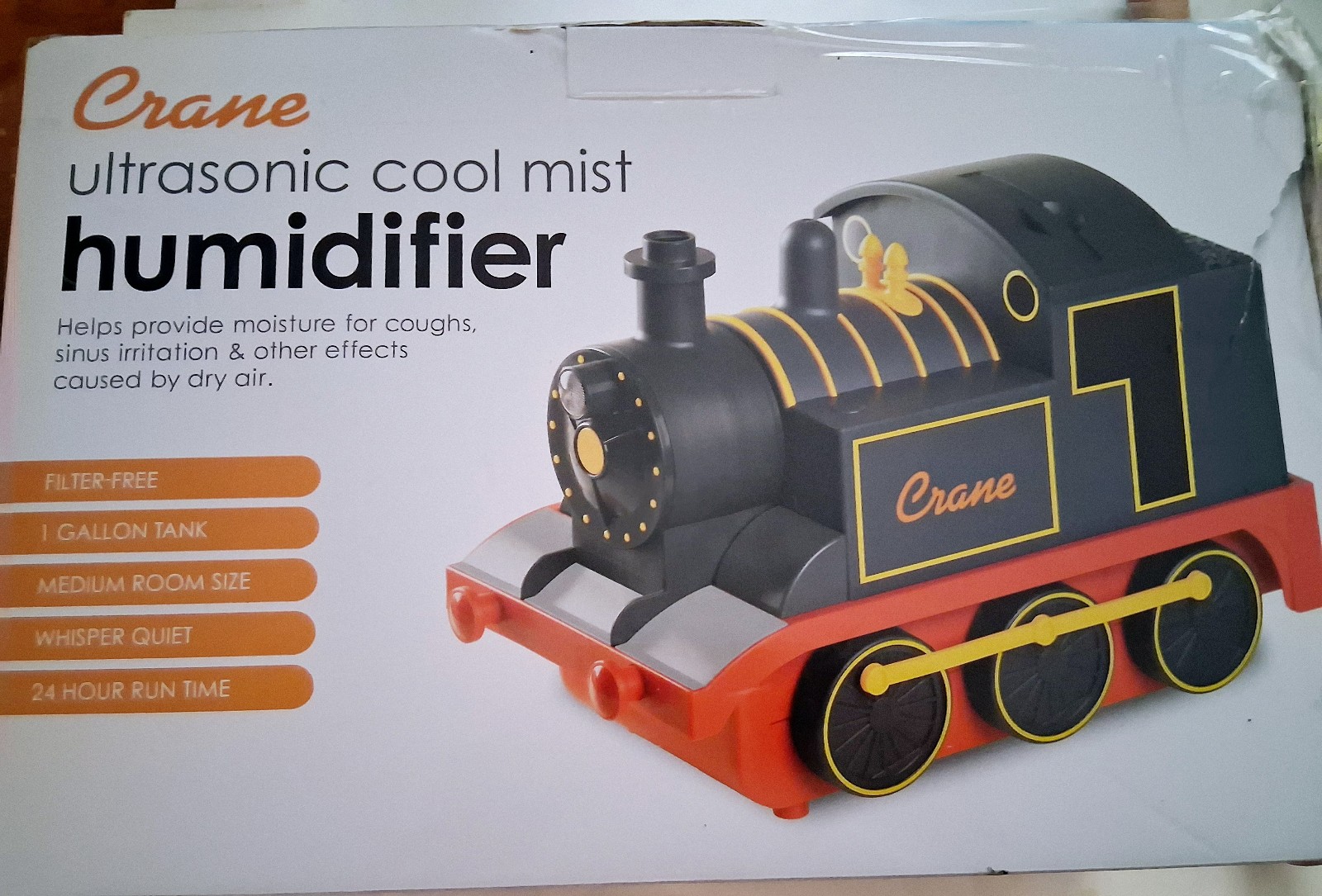 Crane Adorable Train Ultrasonic Cool Mist Humidifier. Clean Control