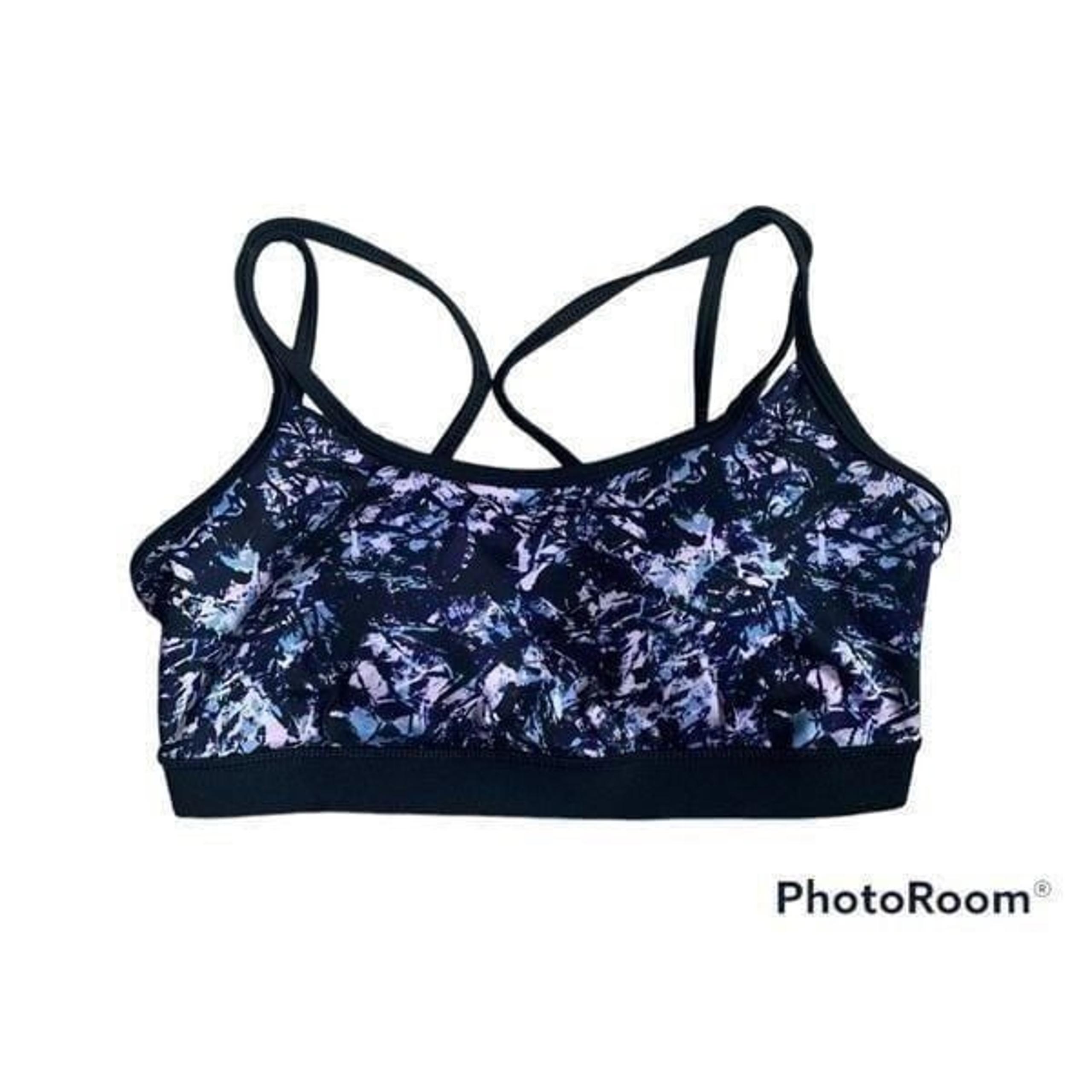 GAIAM Women's Purple/Black Strappy Cross Back Padded Sports Bra Size Medium