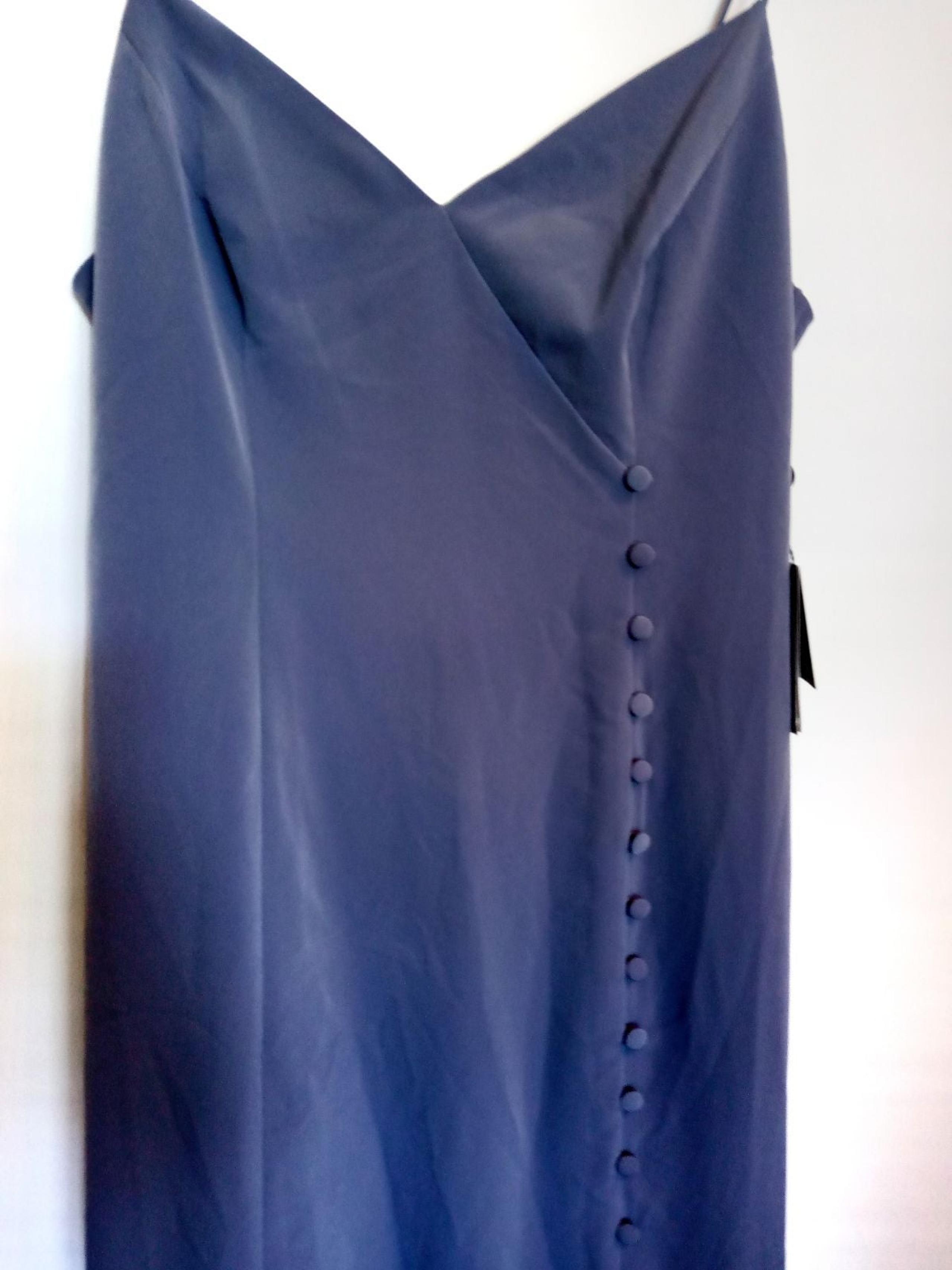 Adrianna Papell Crepe Wrap Dress  Size 14  Dusty Blue/Purple  Button detail  NEW