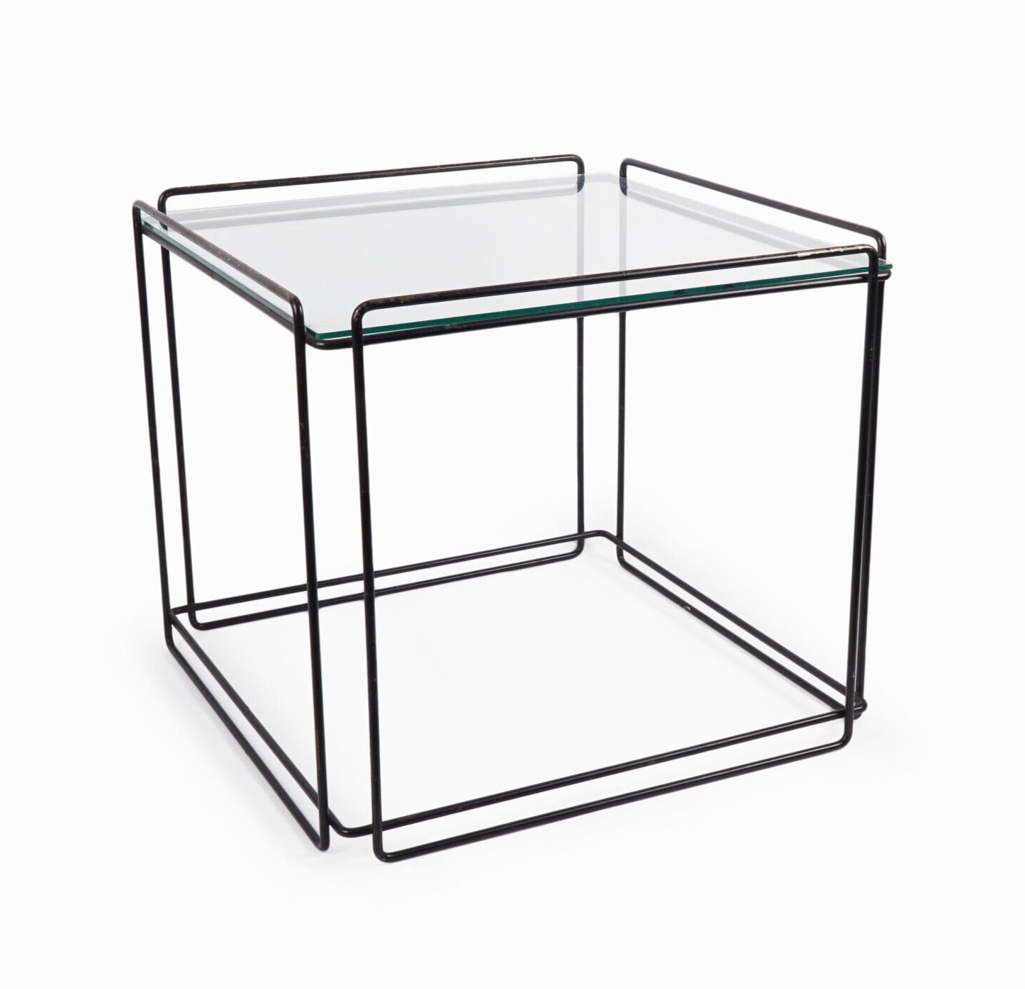 Max Sauze Isocele Nesting Table Glass Metal Steel Mid Century Side End Cube