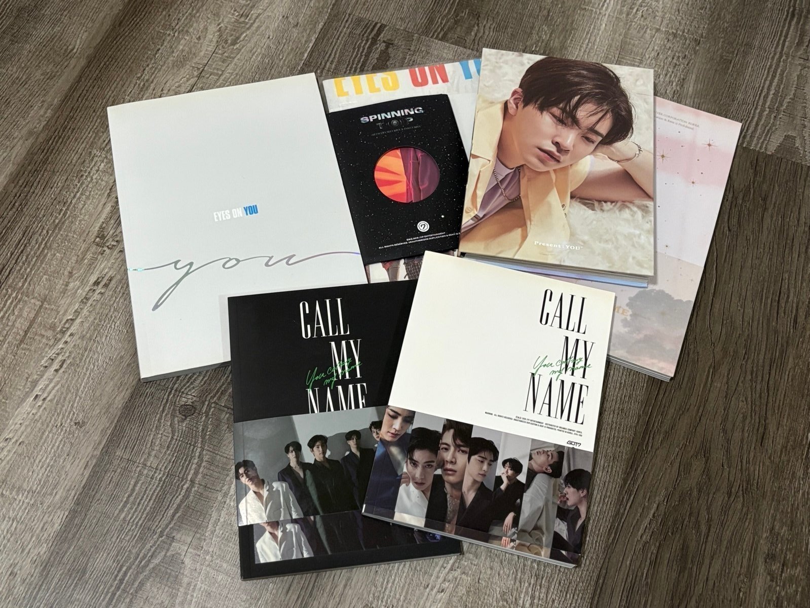 5 GOT7 albums, about 100 photocards, look book and spinning top concert pictures
