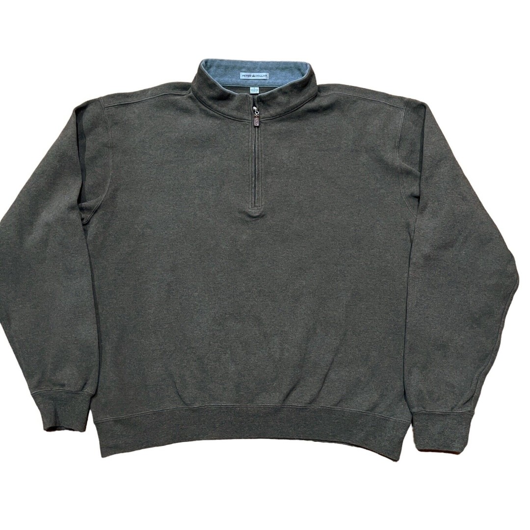 Peter Millar Golf Mens Quarter Zip Pullover Sweater Size Large L Cotton Brown