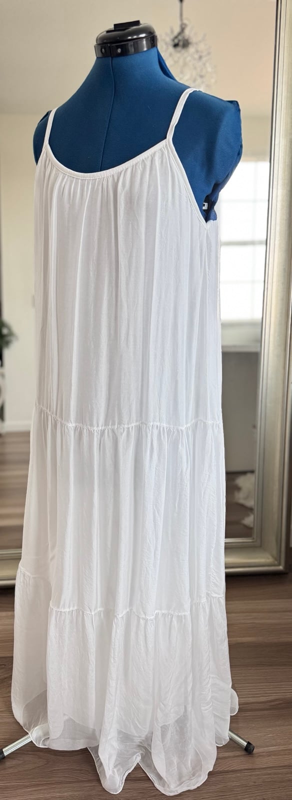 BELLAMBRA Made In Italy Silk Blend Tiered Maxi Dress Size S
