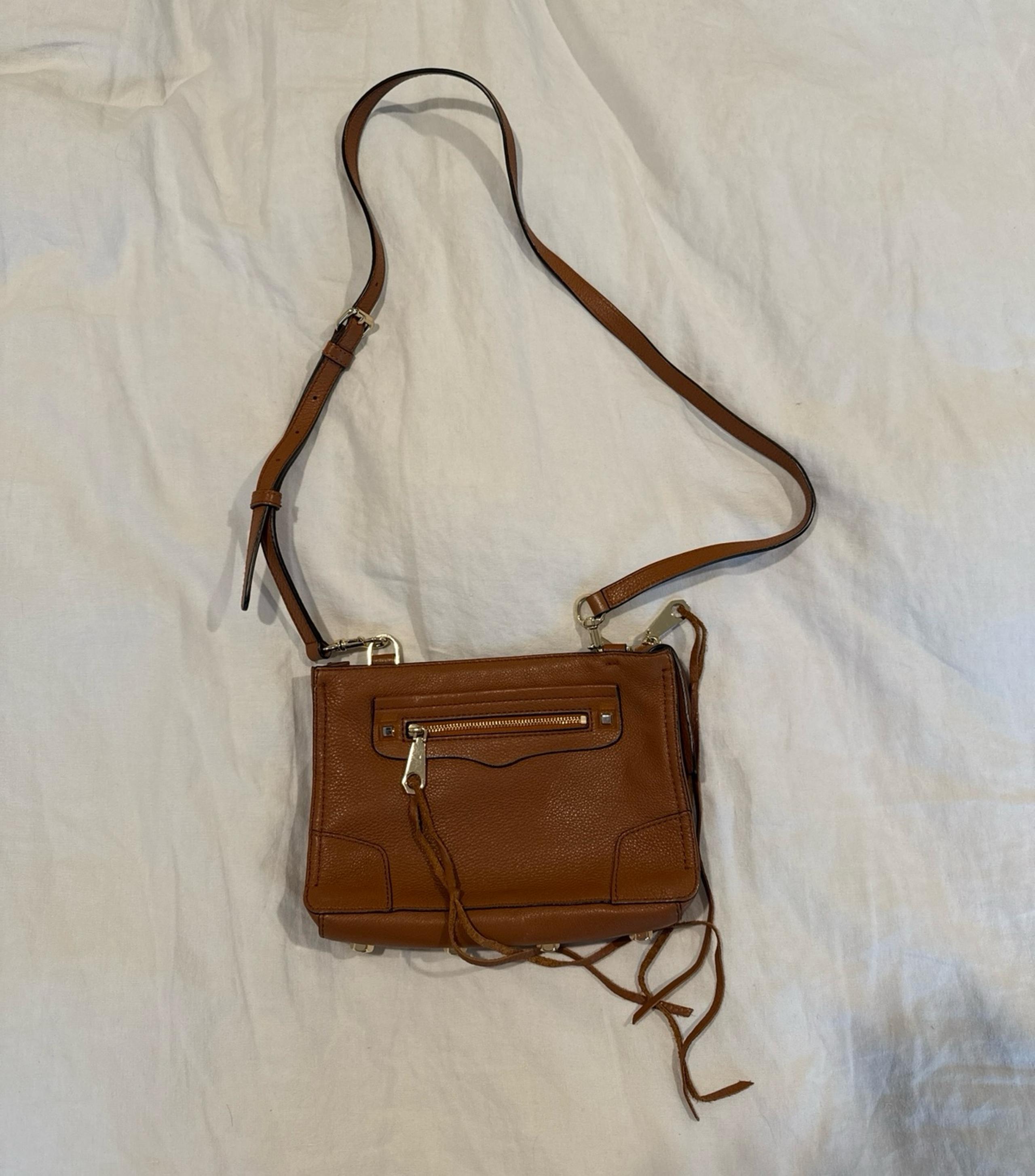 Rebecca Minkoff Regan almond brown leather crossbody purse