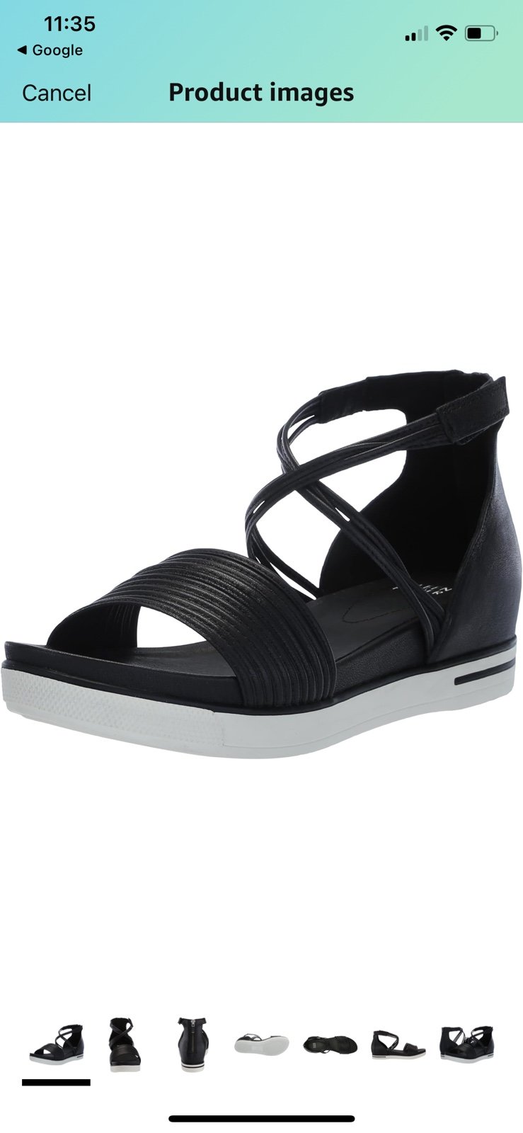 Eileen Fisher Shea black wedge strappy sandals size 8