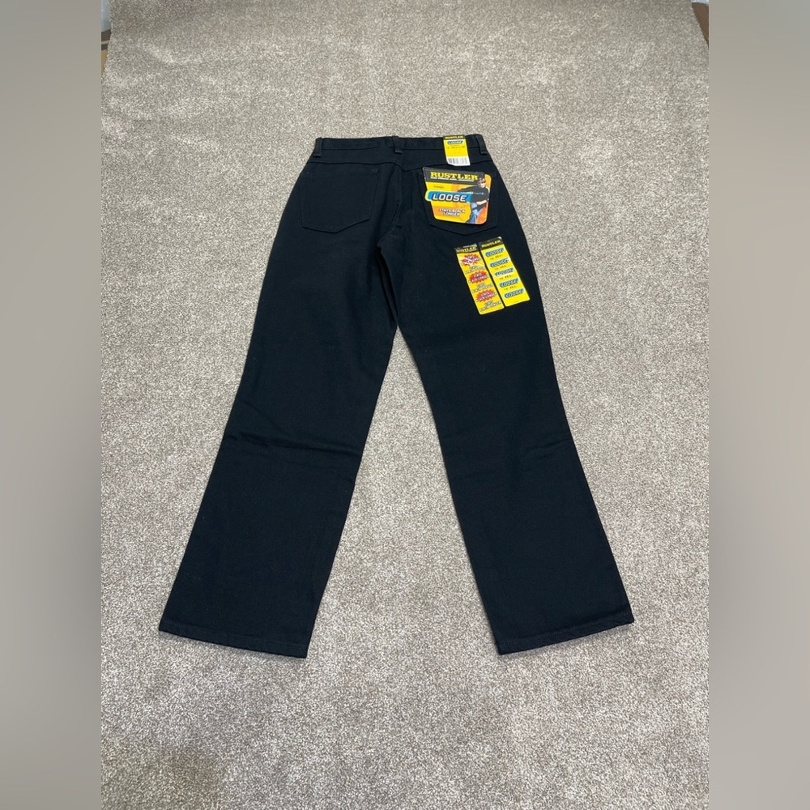 Y2K 2000s streetwear grunge wrangler Rustler loose fit jeans youth boy 16R black