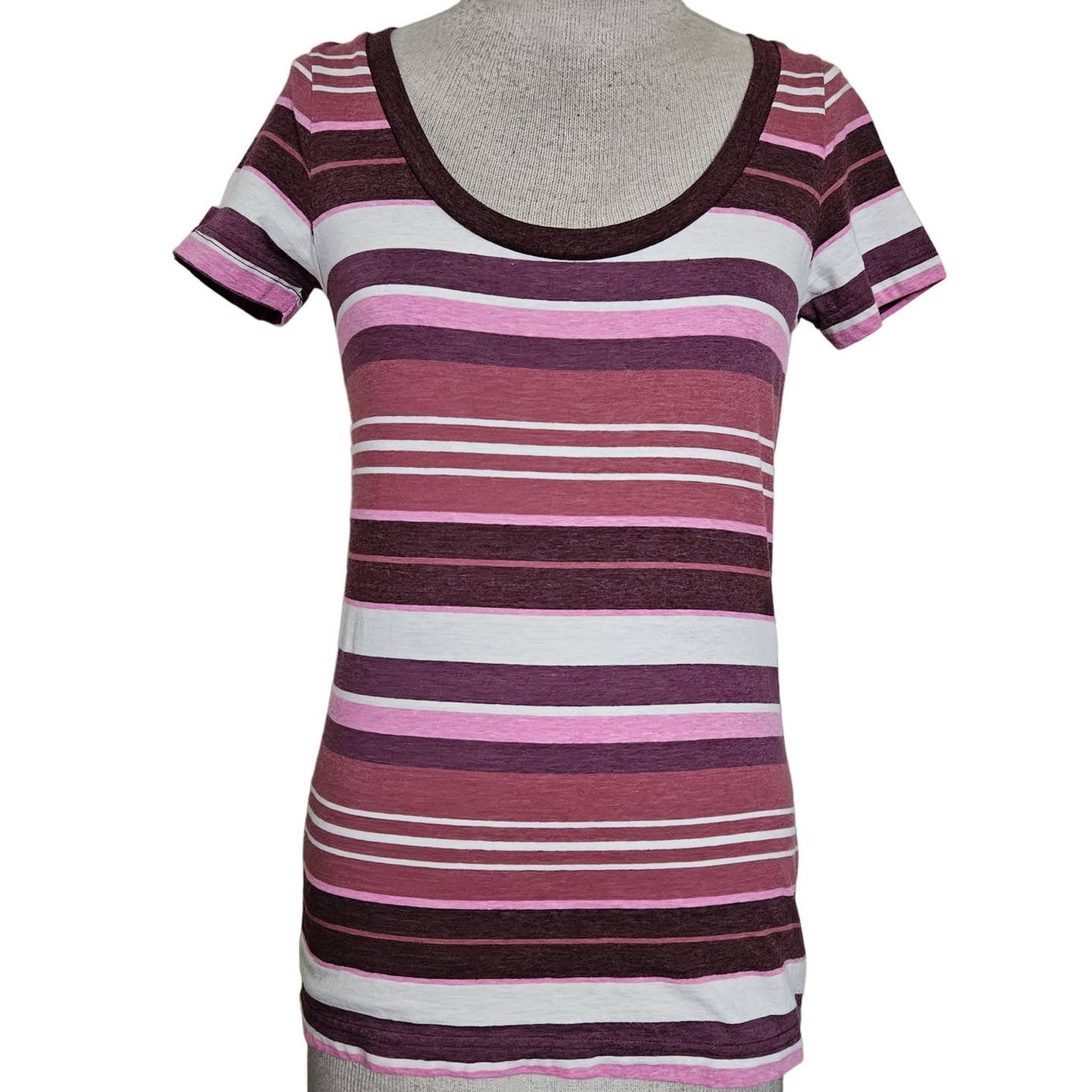 Pink and White Striped Tee Shirt Size Small