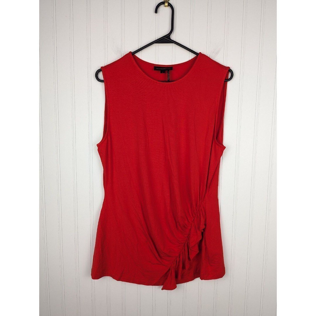 Donna Karan New York Women's Sleeveless Drape Detail Jersey Top Lipstick Red L