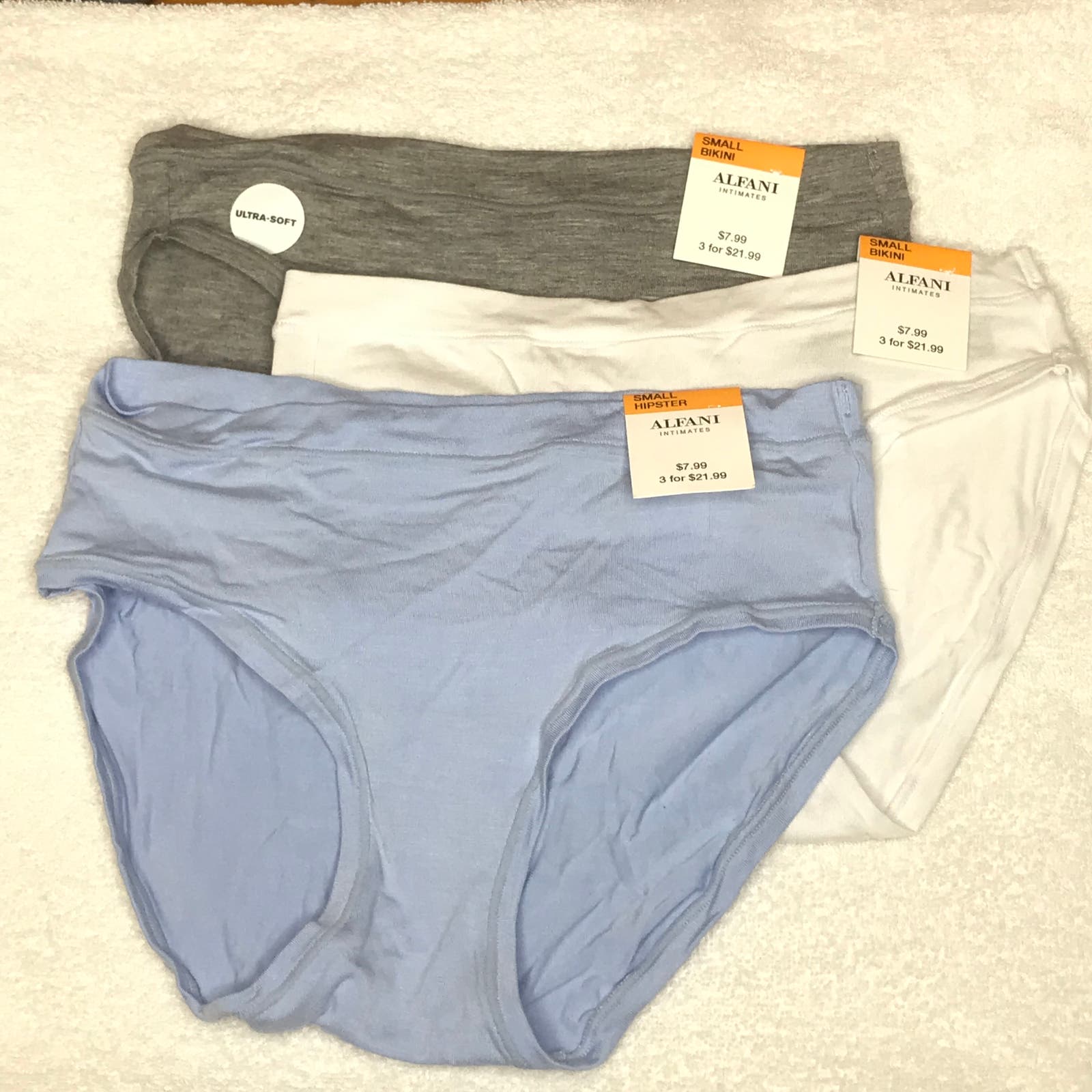 Alfani Women's Inmates Hipster Bikini Underwear 3 Piece Set Multicolor Small NWT