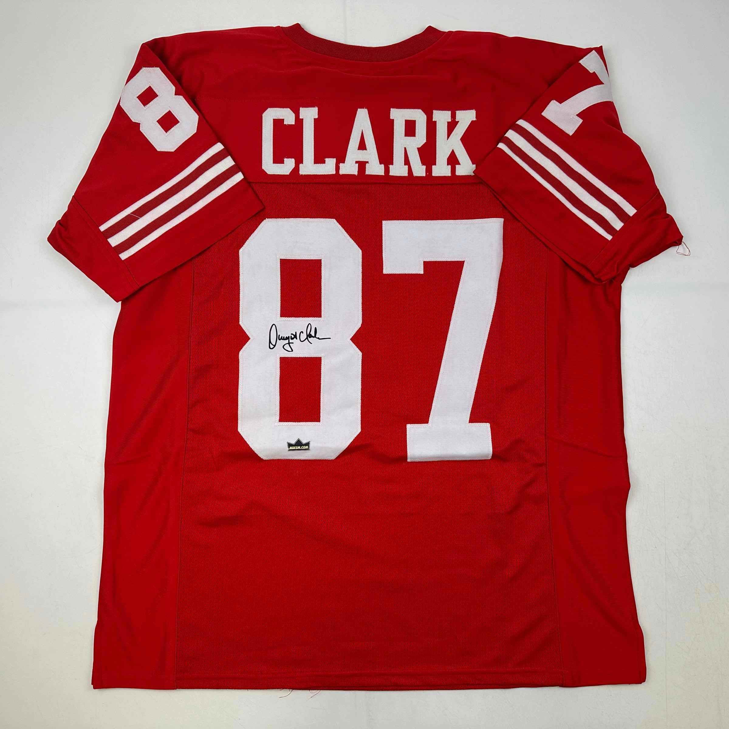 Facsimile Autographed Dwight Clark San Francisco Red Auto Jersey Size Men's XL