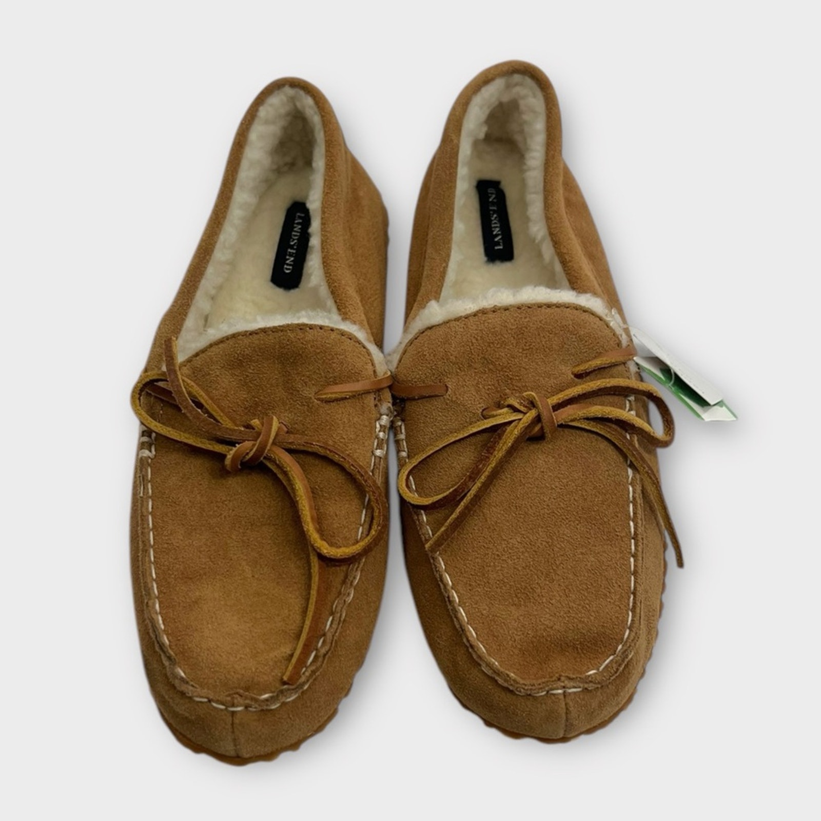 Lands' End Suede Moccasin Loafer Slippers Size 8