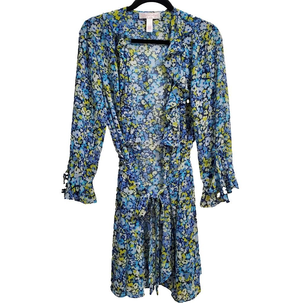 Women's Oscar de la Renta Floral baby doll nightie and robe set sz lg