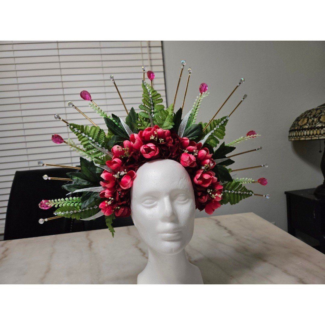 NEW Flower Halo Crown Fuchsia, Floral Headpiece, Handmade