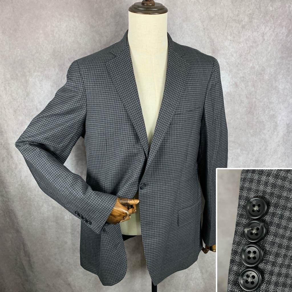 John W Nordstrom Blazer Men 42L Check Vitale Barberis Canonico Gray Sport Coat