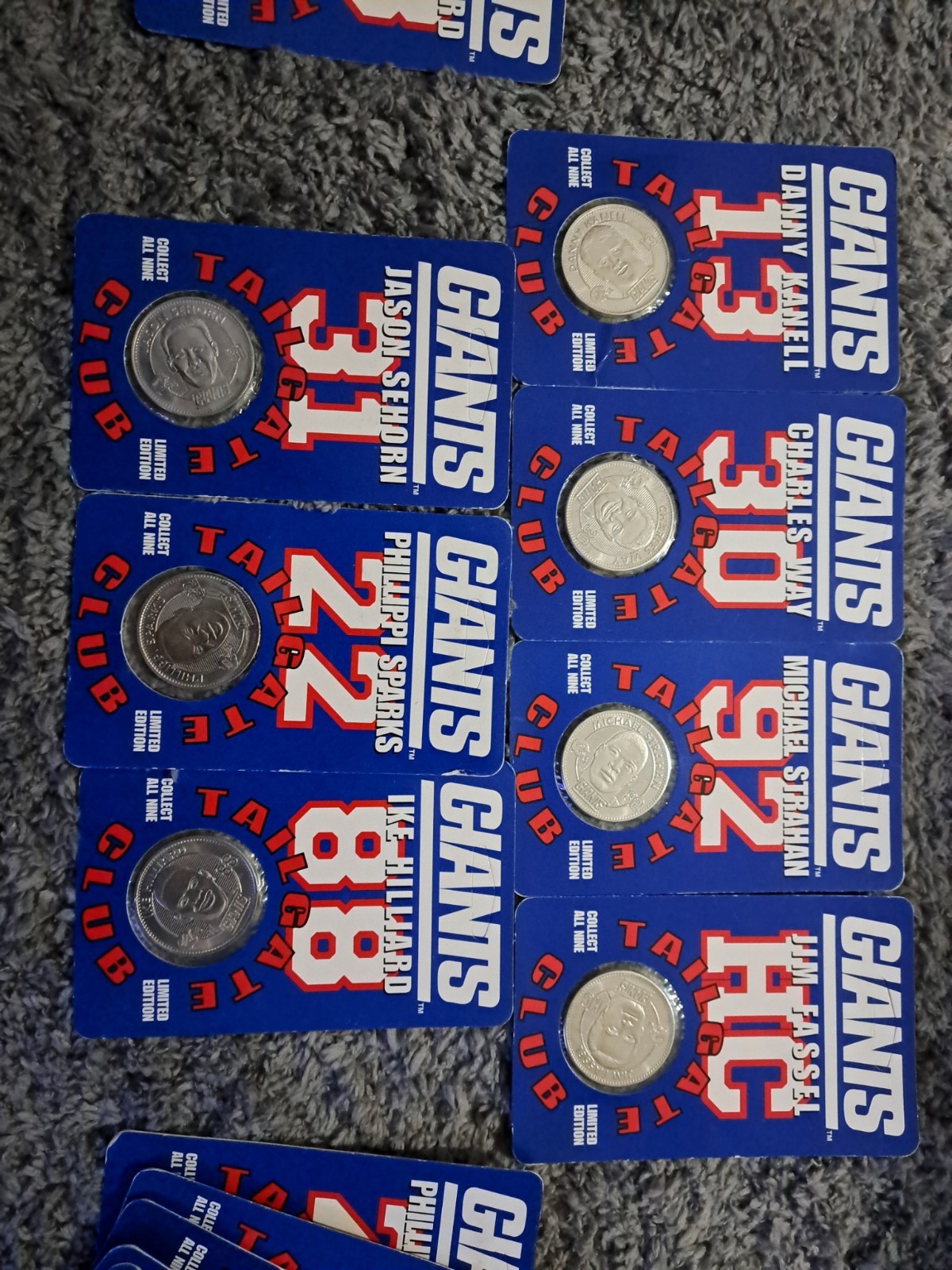 1998 limited edition tailgate club New York Giants collector coins