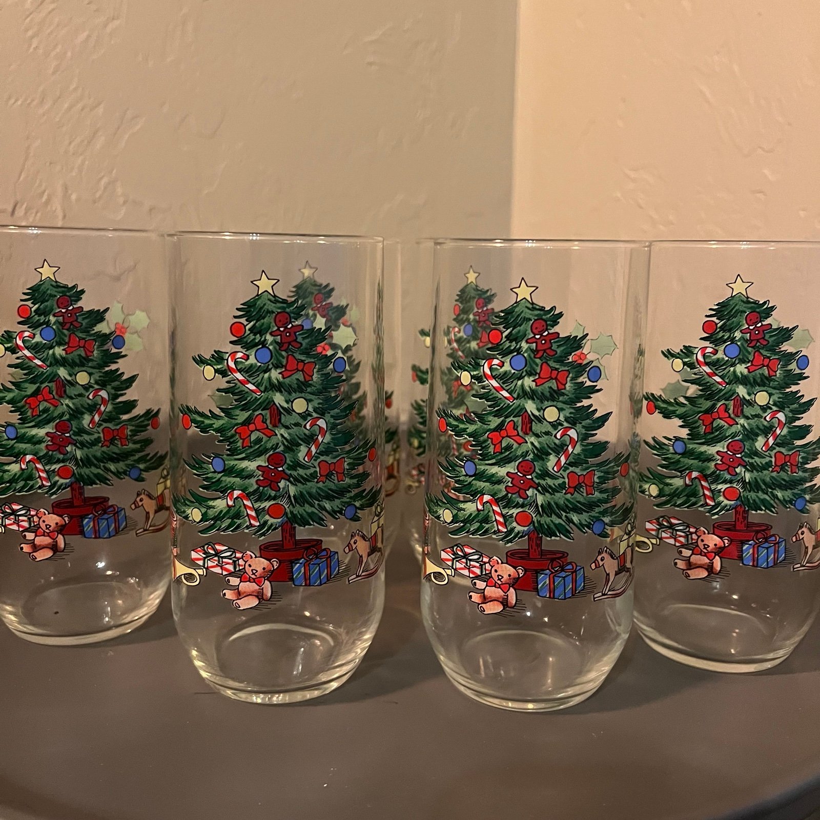 Vintage Set Of 6 Luminarc NOEL Christmas Glasses 16oz Holiday Glasses