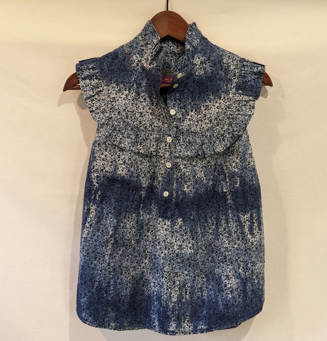 Raquel Allegra Liberty Fabrics Tie-dyed 100% Cotton Broad Cloth Shirt Blouse Siz