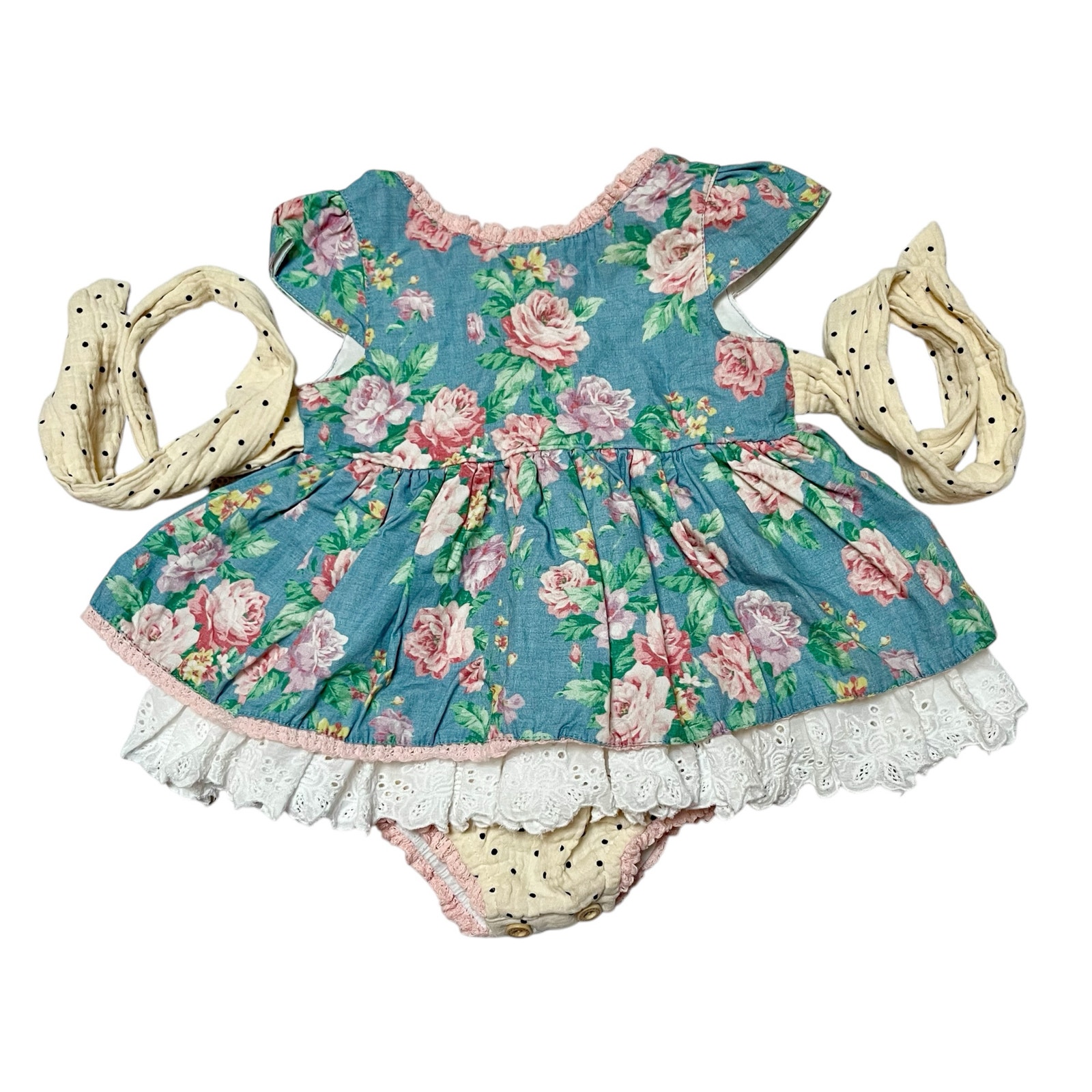 Reina Monroe Rose Chambray Skirted Romper Size 2T