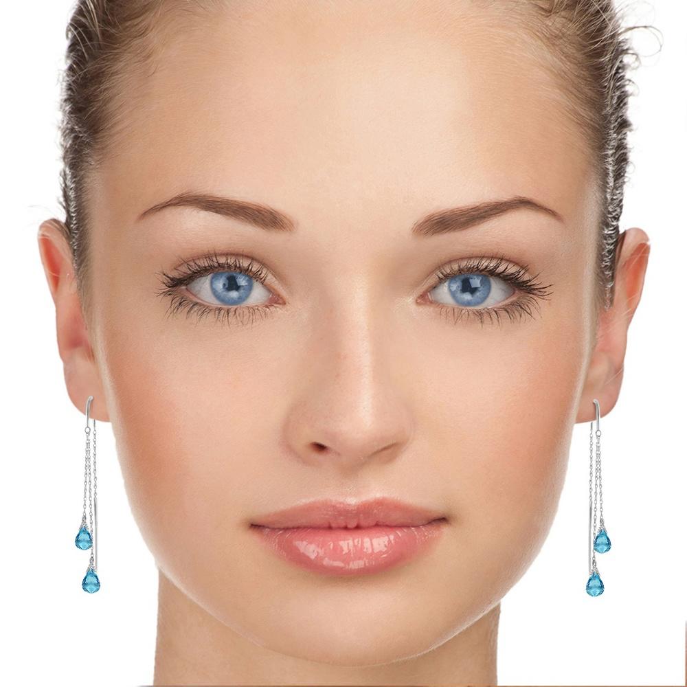 GOLD THREADED DANGLES EARRINGS WITH BLUE TOPAZ