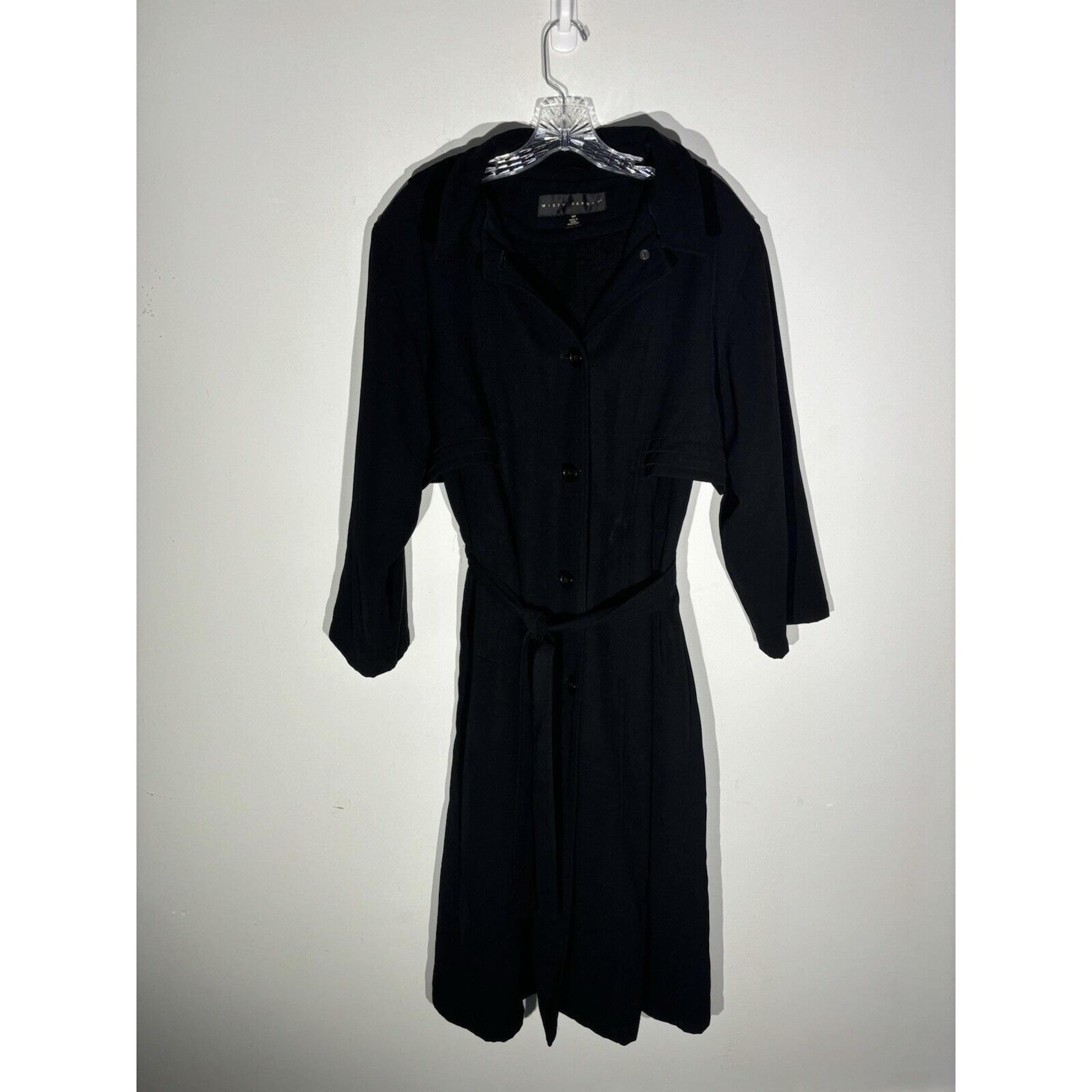 Misty Harbor Black Double Lined Hooded Long Trench Coat Size 16P