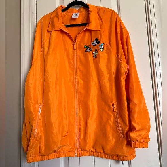 Orange Mickey Mouse and Friends Disney Parks Wind Breaker Full Zip Size Large