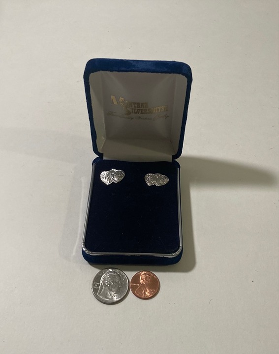 Vintage Metal Montana Silversmiths Silver Double Hearts, Earring Set, Beautiful