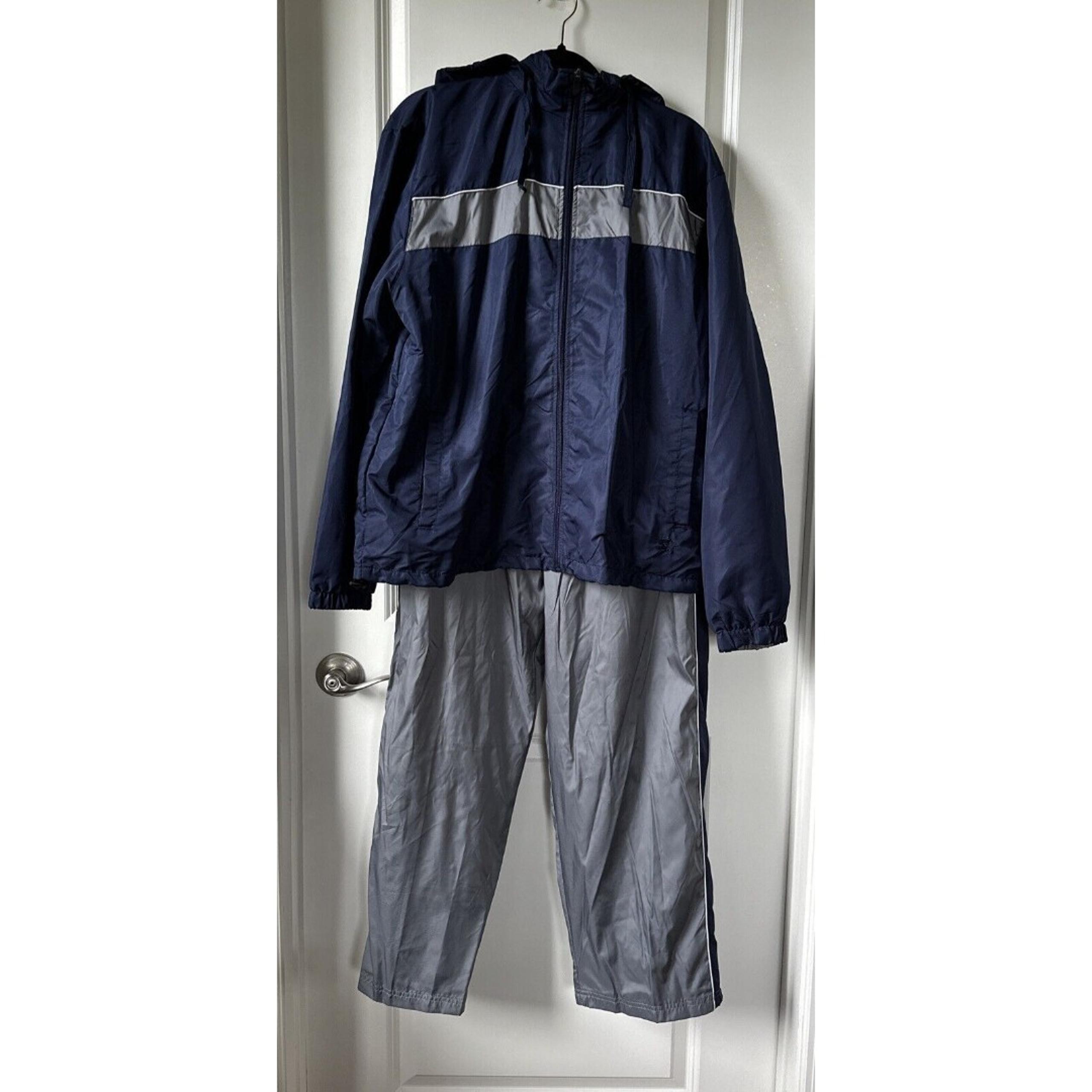 Vintage Starter Track Suit Windbreaker Jacket/Pants Navy Blue Gray Mens XL