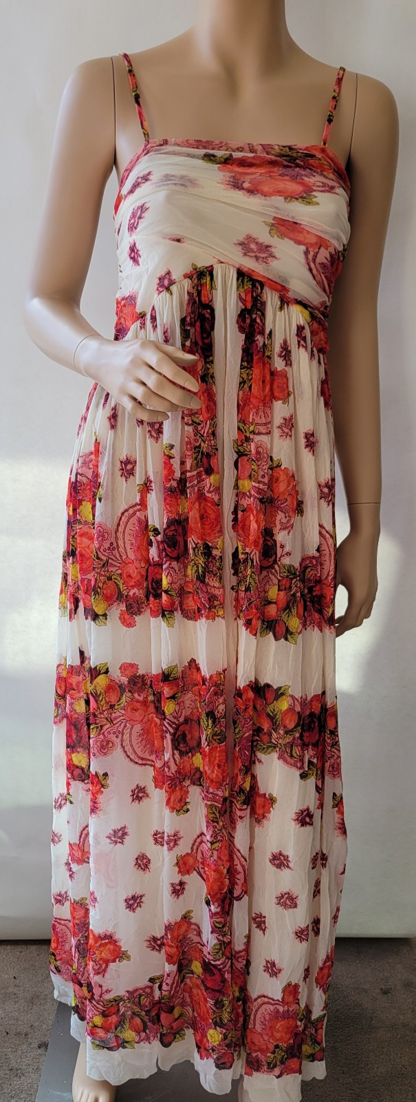 NEW Fuzzi GAULTIER SOLEIL Beautiful Red Floral Mesh Summer Swing Dress NWT SZ M