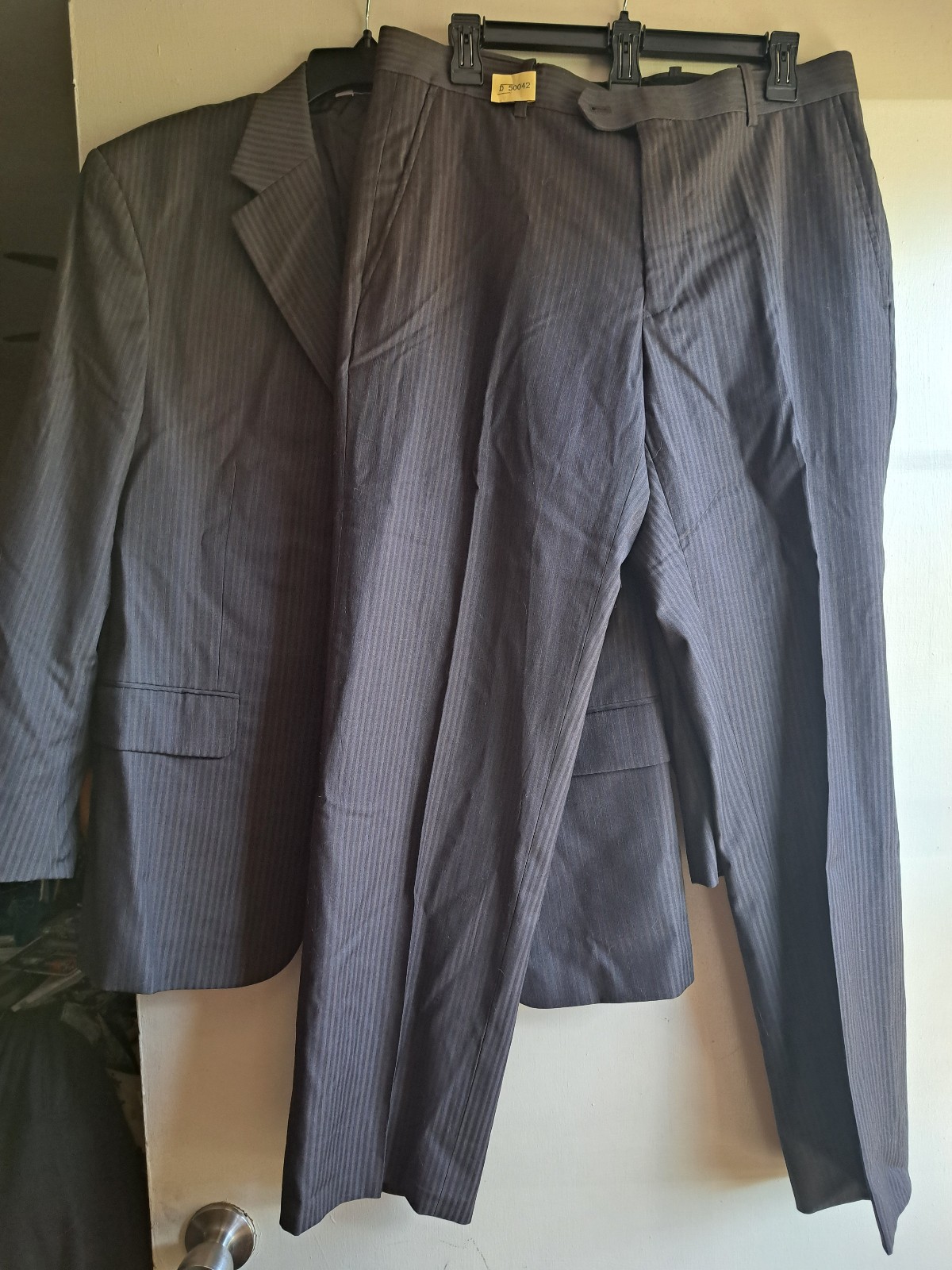 Gray striped suit