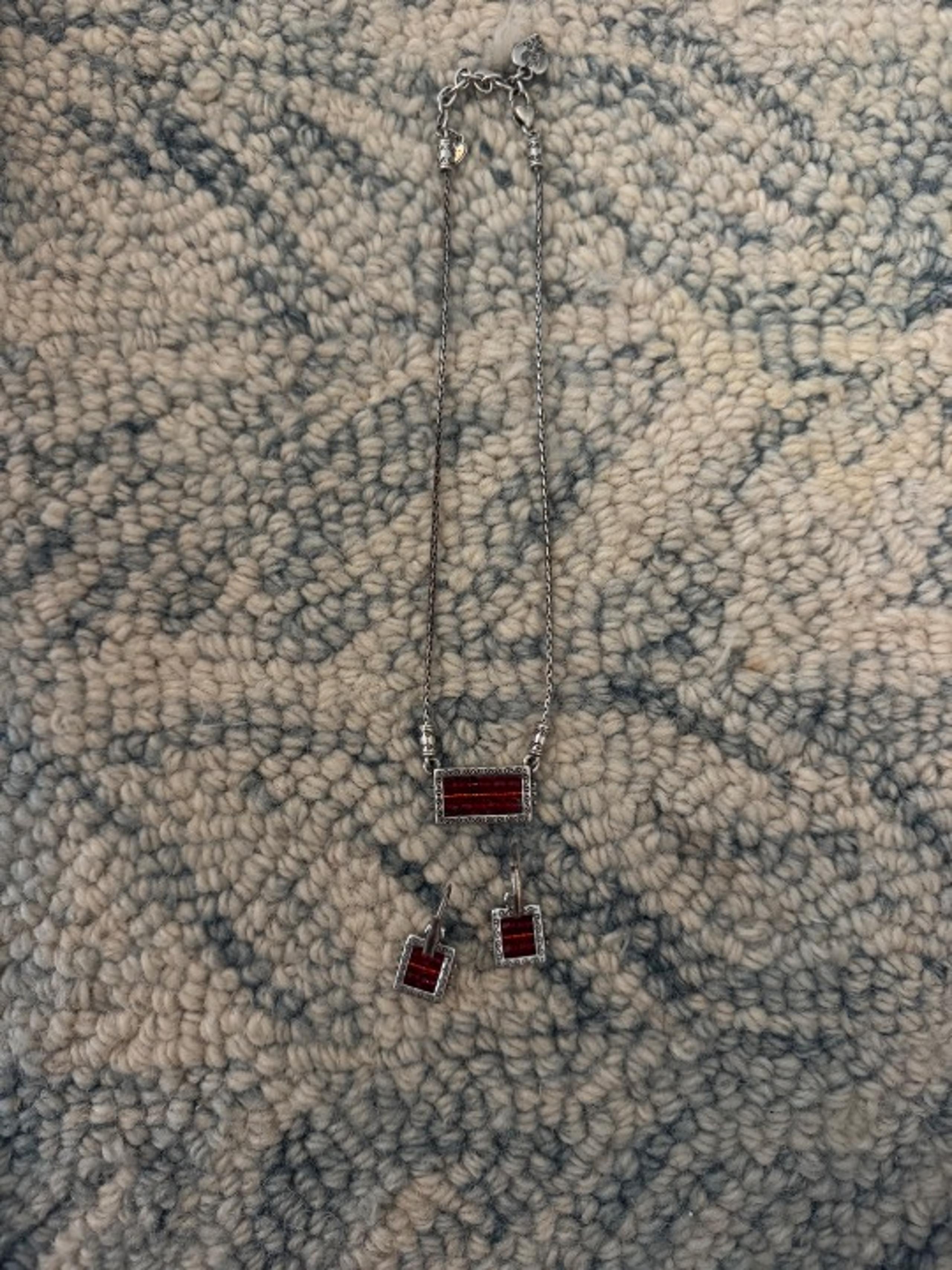 Brighton Womens Beaded Pendant Necklace and Earrings