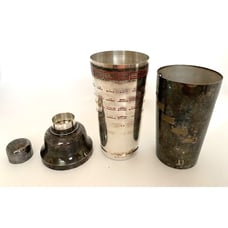 Napier Style Cocktail Shaker Dial A Drink Vintage Art Deco Silverplate 4pc Bar