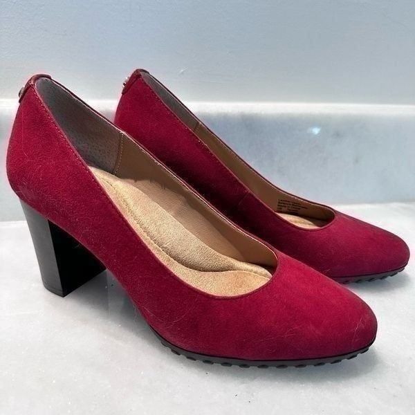 Giani Bernini Memory Foam Tavetti Pumps Dark Red Suede Shoes Size 6.5M