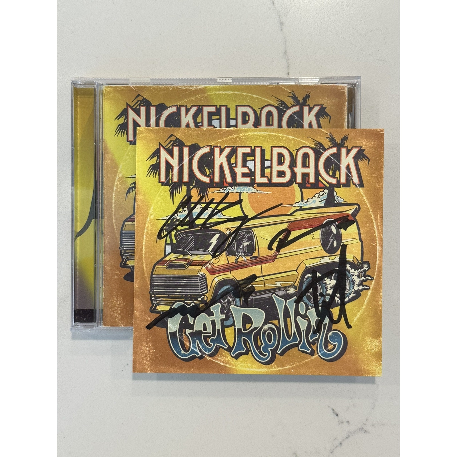 NICKELBACK Get Rollin CD Signed Art Card FULL BAND Insert Autograph #6