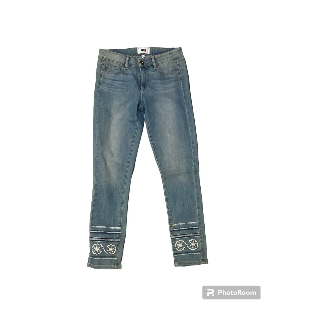 PAIGE Mid Rise Skinny Embroidered Jeans Size 27