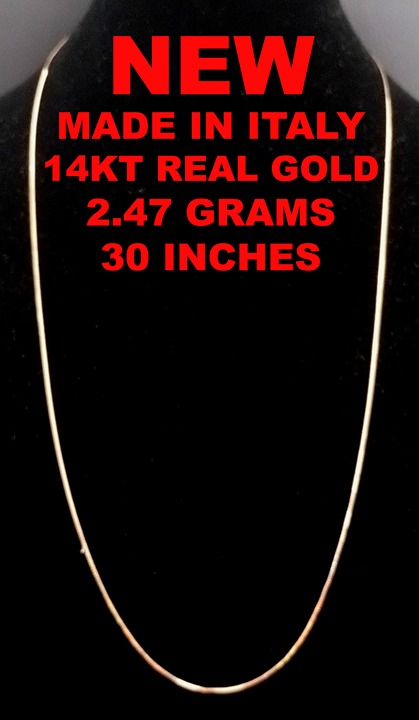 NEW 14K REAL GOLD NECKLACE CHAIN - 30 INCH - 2.47 GRAMS - MADE IN ITALY > 14KT